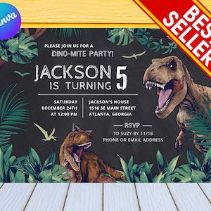 Dinosaur Birthday Invitation | Kids Birthday Invitation | Personalized by US or Instant Editable Birthday Invitation | Dinosaur Party Invite