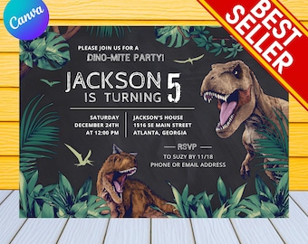 Dinosaur Birthday Invitation | Kids Birthday Invitation | Personalized by US or Instant Editable Birthday Invitation | Dinosaur Party Invite