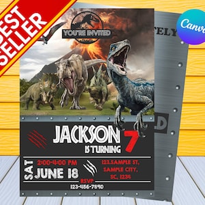 Dinosaur Birthday Invitation | Kids Birthday Invitation | Personalized by US or Instant Editable Birthday Invitation | Dinosaur Party Invite
