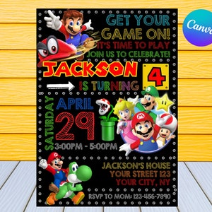 Super Mario Birthday Invitation | Kids Birthday Invitation | Personalized by US or Instant Editable Mario Invitation |  Mario Party Invite