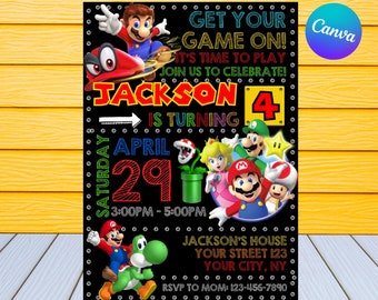 Super Mario Birthday Invitation | Kids Birthday Invitation | Personalized by US or Instant Editable Mario Invitation |  Mario Party Invite