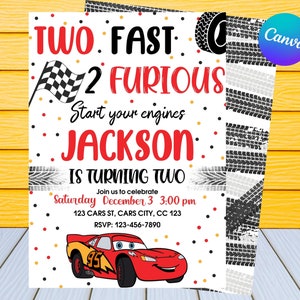 Cars Birthday Invitation | Kids Birthday Invitation | Personalized by US or Instant Editable Cars Birthday Invitation | Cars Party Invite,