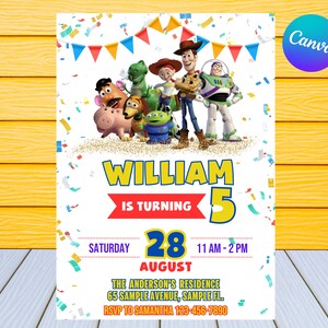 Toy Story Geburtstagseinladung | Kindergeburtstagseinladung | Bearbeitbar Toy Story Geburtstagseinladung | Toy Story Party einladen