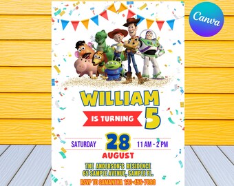 Invito di compleanno di Toy Story/Invito di compleanno per bambini/Invito di compleanno di Toy Story modificabile/Invito a una festa di Toy Story