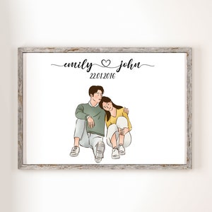 Personalized Couple Print, Couples Gift, Gift for Her, Boyfriend Girlfriend Print, Customized Couple Gift, Anniversary Gift, Valentine