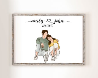 Personalized Couple Print, Couples Gift, Gift for Her, Boyfriend Girlfriend Print, Customized Couple Gift, Anniversary Gift, Valentine