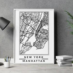 Mapa de Nueva York, Impresión de Nueva York, Cartel de Nueva York, Arte de Nueva York, Impresión de mapa moderno, Nueva York, Mapa de la ciudad, Impresión de mapa, Descarga digital
