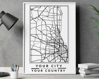 Custom City Map, Digital Download Custom Map Print, Valentines Day Gift, Personalized Map, Custom City Map Art, Map Download, Digital Print