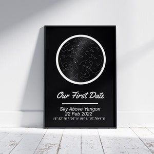 Carte des étoiles personnalisée, Carte des constellations, Carte des étoiles par date, Carte des étoiles, Carte numérique des étoiles, Carte du ciel, Nuit de votre naissance, Téléchargement numérique