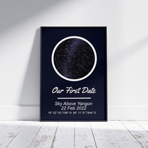 Carte des étoiles personnalisée, Carte des constellations, Carte des étoiles par date, Carte des étoiles, Carte numérique des étoiles, Carte du ciel, Nuit de votre naissance, Téléchargement numérique