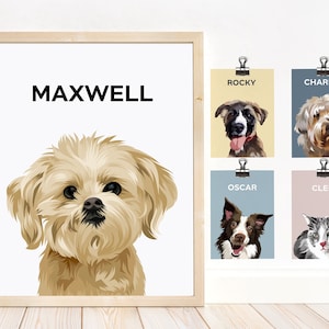 Custom Pet Portrait From Photo, Custom Dog Portrait, Hand Painted Pet Portrait, Dog Memorial Gift, Multiple Pet Portrait, Gift For Dog Lover