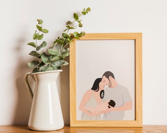 Custom Faceless Portrait Print, Faceless Portrait From Photo, Drawing From Photo, Family Portrait, Loved One Portrait, Couples Gift
