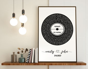 Song Lyrics Wall Art, Custom Vinyl Record Song Lyrics, Song Lyrics Gift, Song Lyric Art, First Dance Lyrics, Wedding Song Lyrics