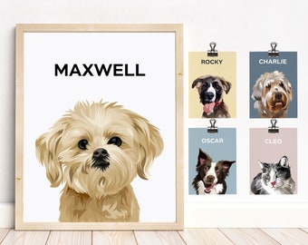 Custom Pet Portrait From Photo, Custom Dog Portrait, Hand Painted Pet Portrait, Dog Memorial Gift, Multiple Pet Portrait, Gift For Dog Lover