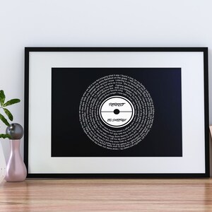 Song Lyrics Wall Art, Custom Vinyl Record Song Lyrics, Song Lyrics Gift