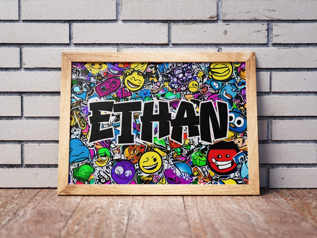 Personalised Name Graffiti Wall Art Print, Childrens Bedroom Decor