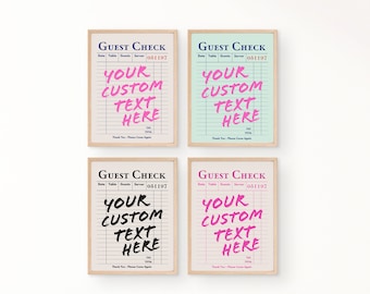 Benutzerdefinierter Gast Check Print, trendige Wandkunst, Gast Check Poster Wandkunst, rosa Decor Bar Warenkorb Drucke, trendige druckbare Kunst, Preppy Prints Art