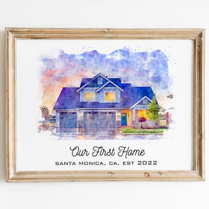 Custom Watercolor House Portrait Painting From Photo, Realtor Closing Gift, House Drawing From Photo, Housewarming Gift
