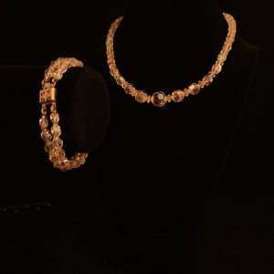 Vintage Aurora Borealis Gassl Bead Necklace and Bracelet Set
