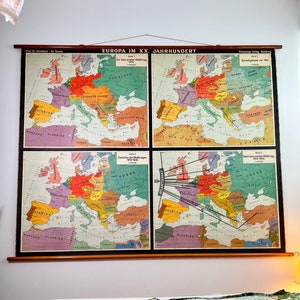 Wunderschöne antike Landkarte von Europa (Ende der 1950er Jahre) / seltenes Objekt.