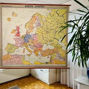 Grande mappa antica d'epoca dell'Europa (anni '60) / articolo raro.