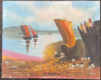 フランスヴィンテージ　油絵 サンジェルマンデプレ(油絵F6号、原画一点物、フランス、パリ