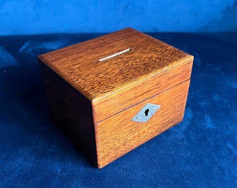 Antique mahogany wooden money box