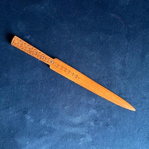Antique carved treen book mark or letter opener