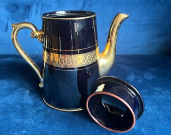 Antique Gibson & Sons Sevres Coffee Set in Black and Gold 13