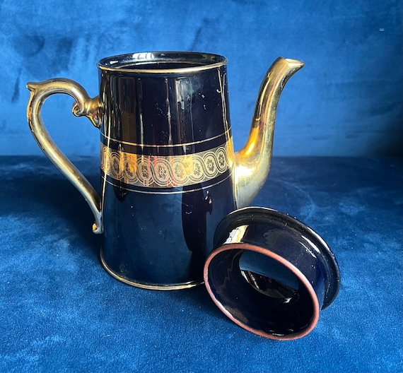 Antique Gibson & Sons Sevres Coffee Set in Black and Gold 13