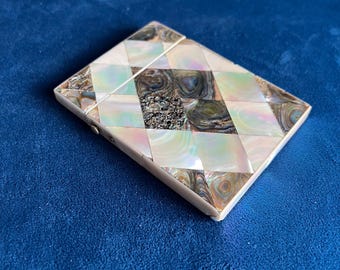 Antique mother of pearl and abalone card case