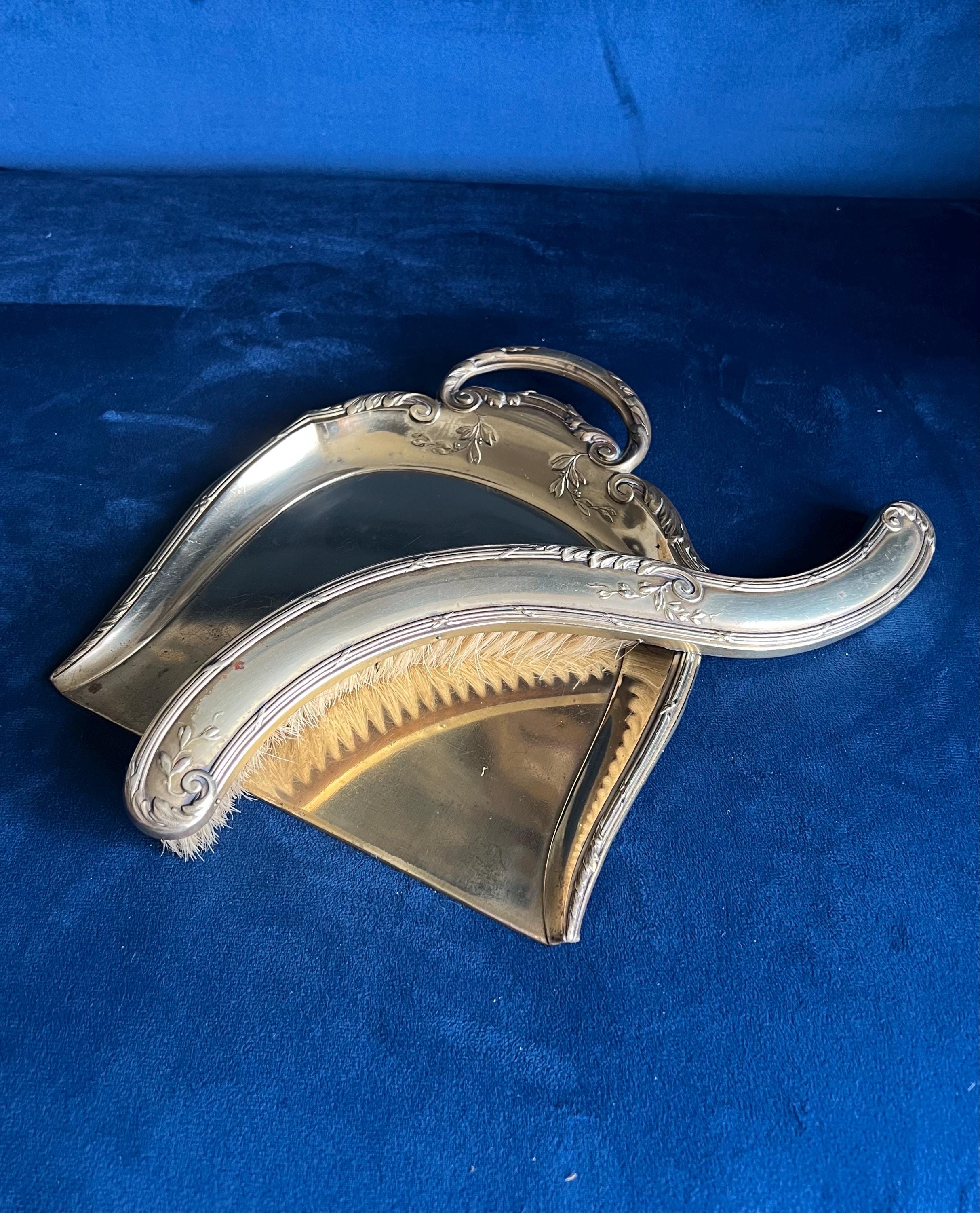 フランス】アンティーク アールヌーボー ダストパン くず取り 花