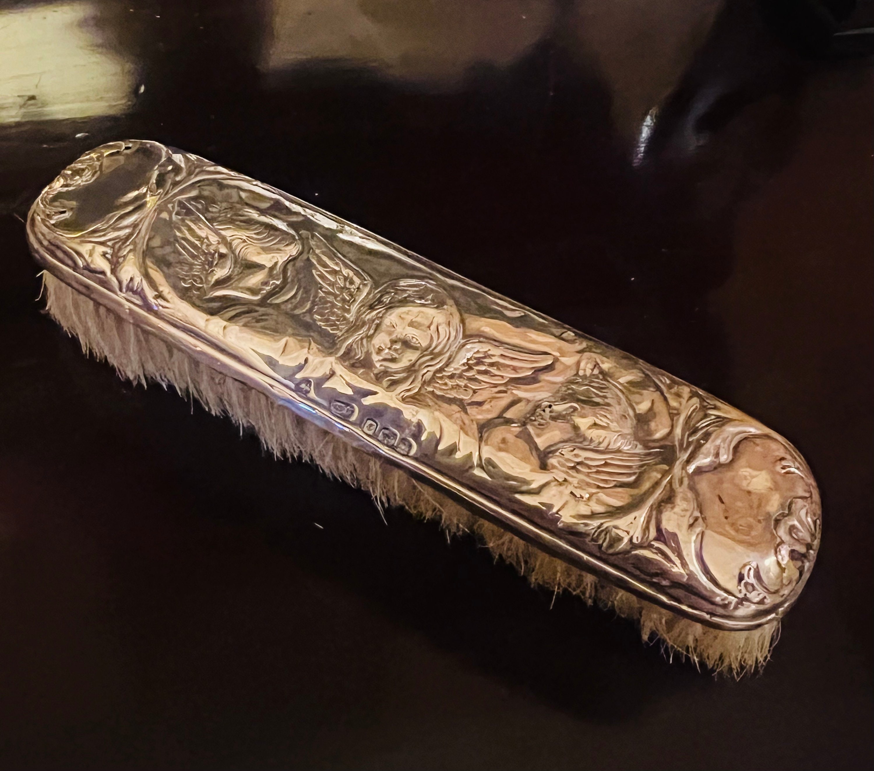 Antique Victorian Edwardian Sterling Silver Hairbrush Cherubs Angels Repousse Antique Sterling Silver Cherubs Hairbrush Birmingham 1903 - Etsy main image 2