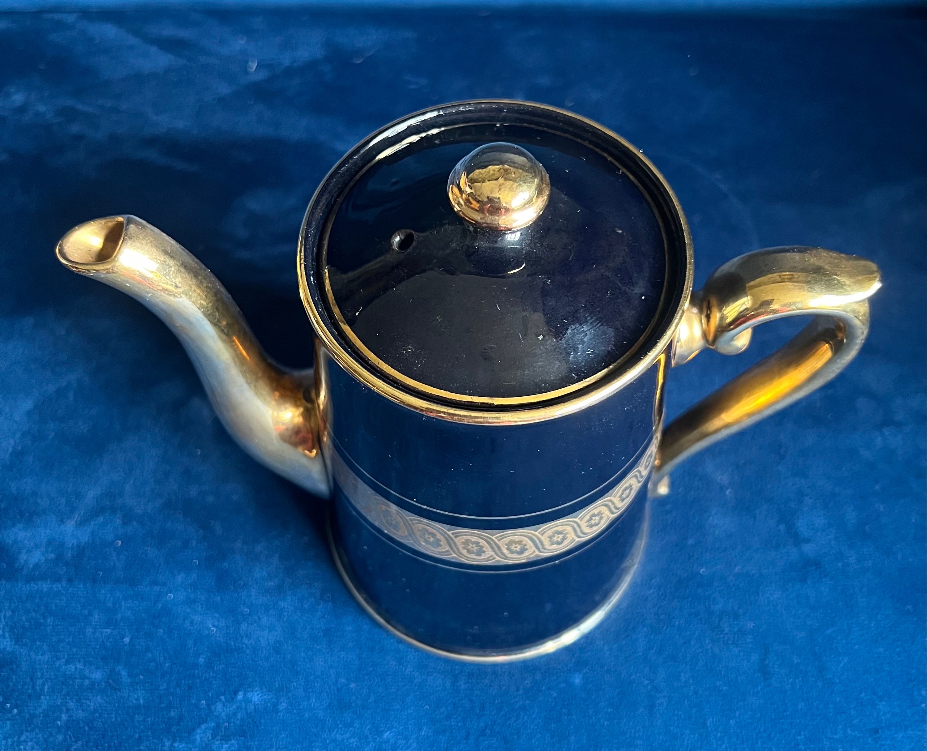 Antique Gibson & Sons Sevres Coffee Set in Black and Gold 13