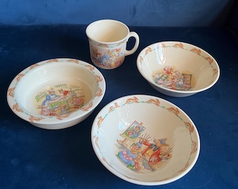 Royal Doulton Bunnykins christening mug or breakfast bowls vintage