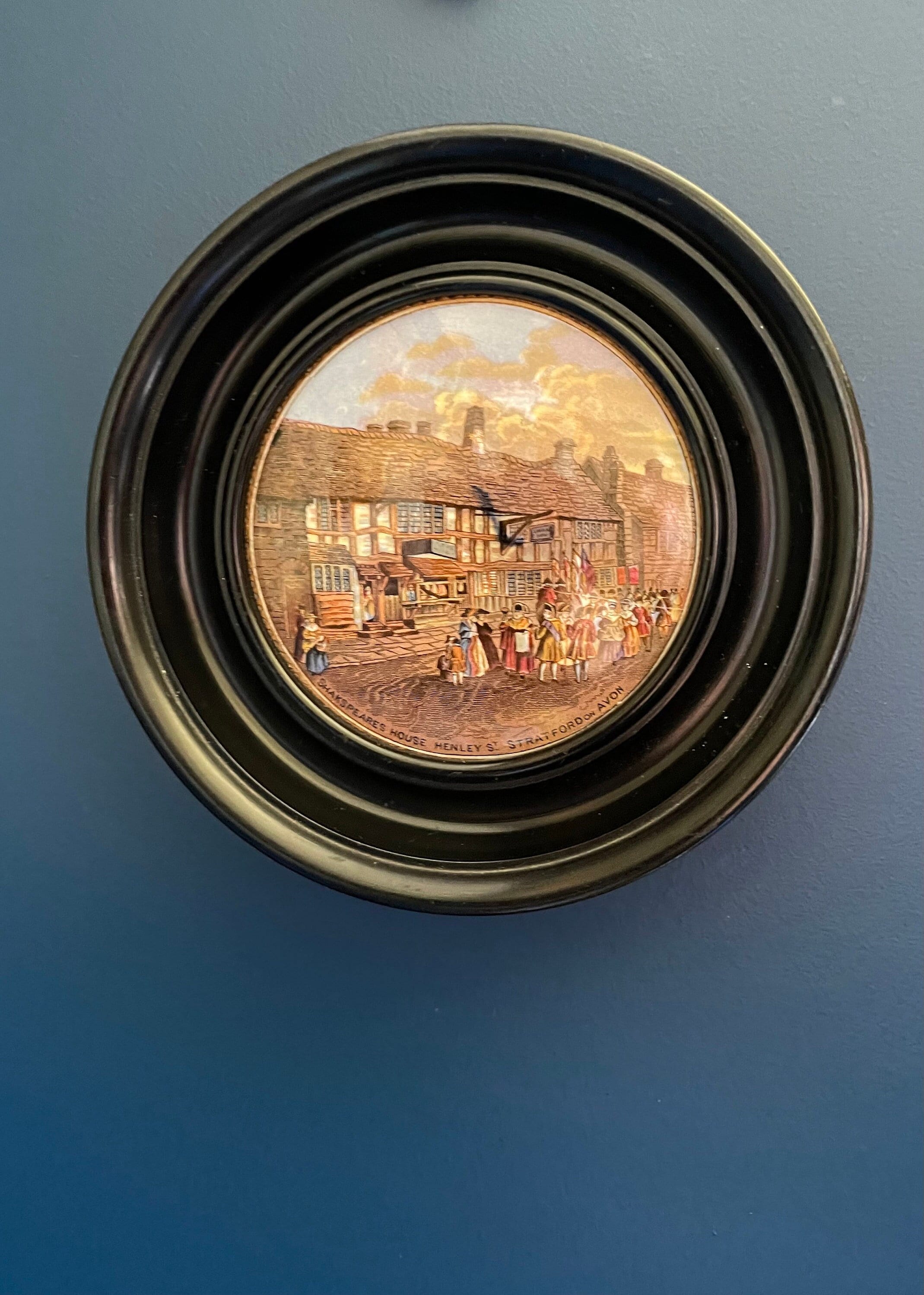 Antique framed Prattware pot lid Shakespeare’s House Stratford