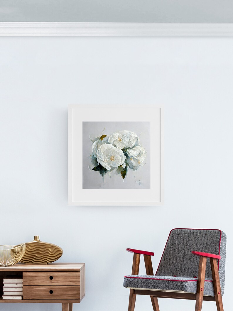Printable Flowers White Roses Wall Art for Instant Digital Download. Downloadable Botanical