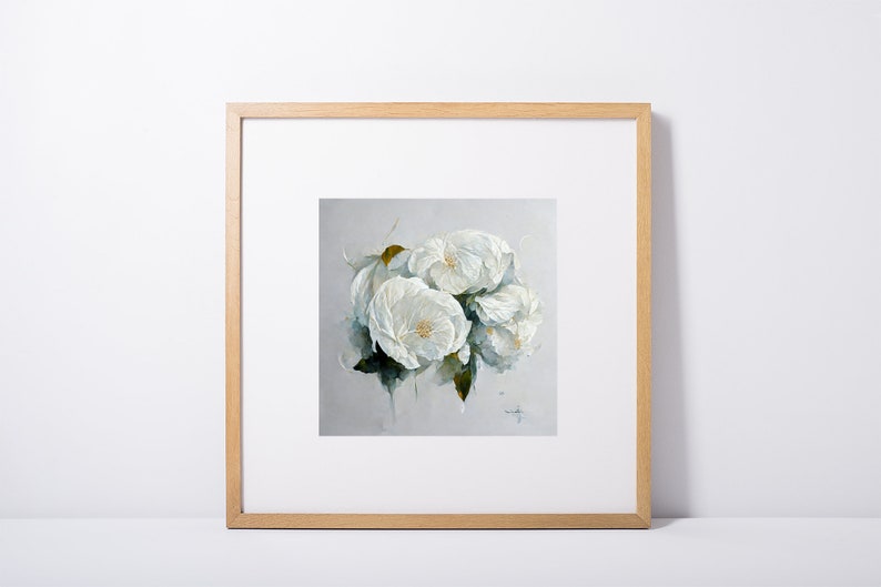 Printable Flowers White Roses Wall Art for Instant Digital Download. Downloadable Botanical