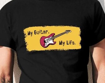 T-shirt elektrische gitaar: vintage rock-'n-roll-shirt met print, 100% katoen