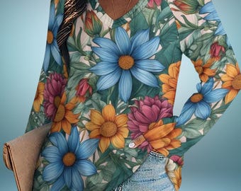 Boho Fall Big Flowers Top | Comfort Colors® Fall Season Vintage Sweatshirt
