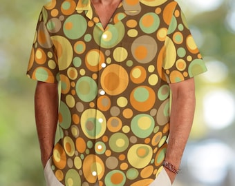 Men's Psychedelic Retro Bubbles Soft Button-Down Shirt