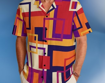 Retro Festival Button Up  Funky Men’s Summer Shirt
