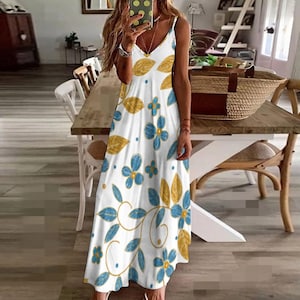Boho Maxi Sundress: Printed Bohemian Long Summer Dress