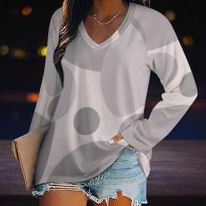 Elegant Casual Long Sleeve Women Shirt | Women Casual Vintage Blouse | V Neck Sleeve Loose Tunic Blouses