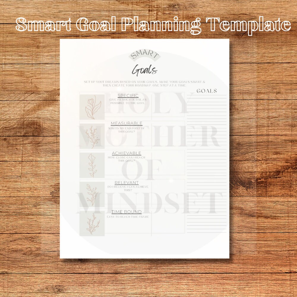 Smart Goal Calendar Printable Planner ADHD Mom Planning Goals Tracker ...