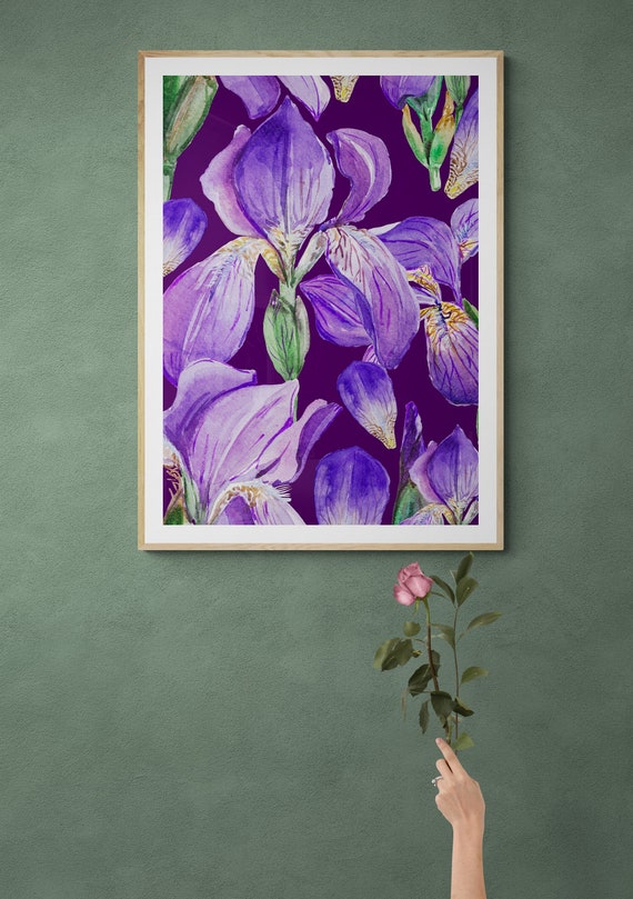 Iris Flower Art Print Instant Download Poster Digital Art Etsy