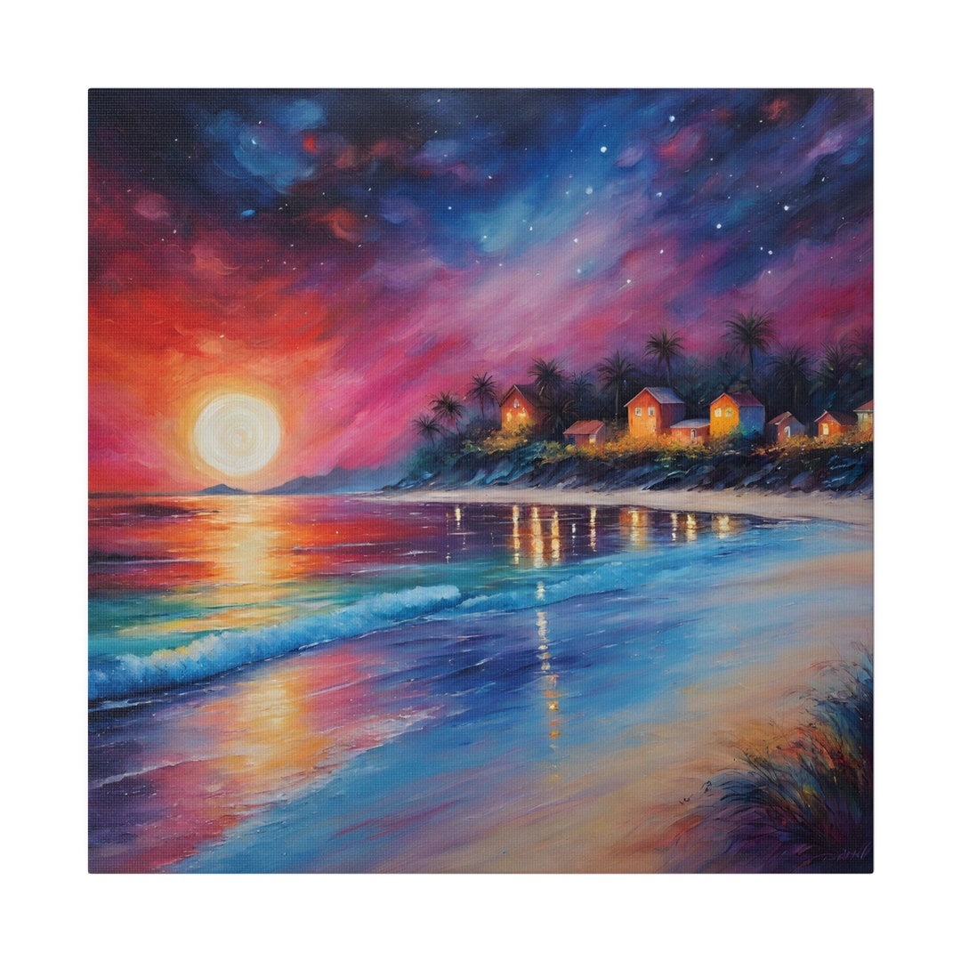 Sunset Beach Art Sea Canvas Costal Wall Hanging 2 Sizes Springtime 2024 ...