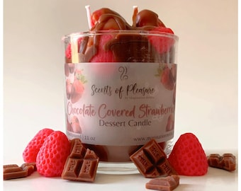 Chocolate Covered Strawberry Dessert Candle/Very Fragrant/Food Candle/Valentine’s Day/Handmade Candle/Gift/Odor Eliminating