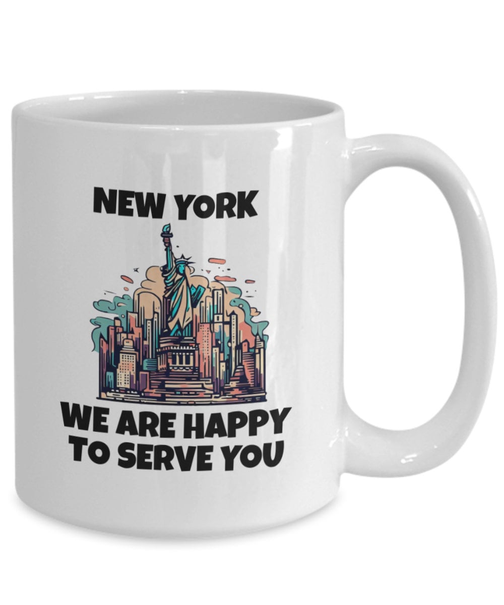 Coffee cup NYC Greek cart We are happy to serve you retro vintage