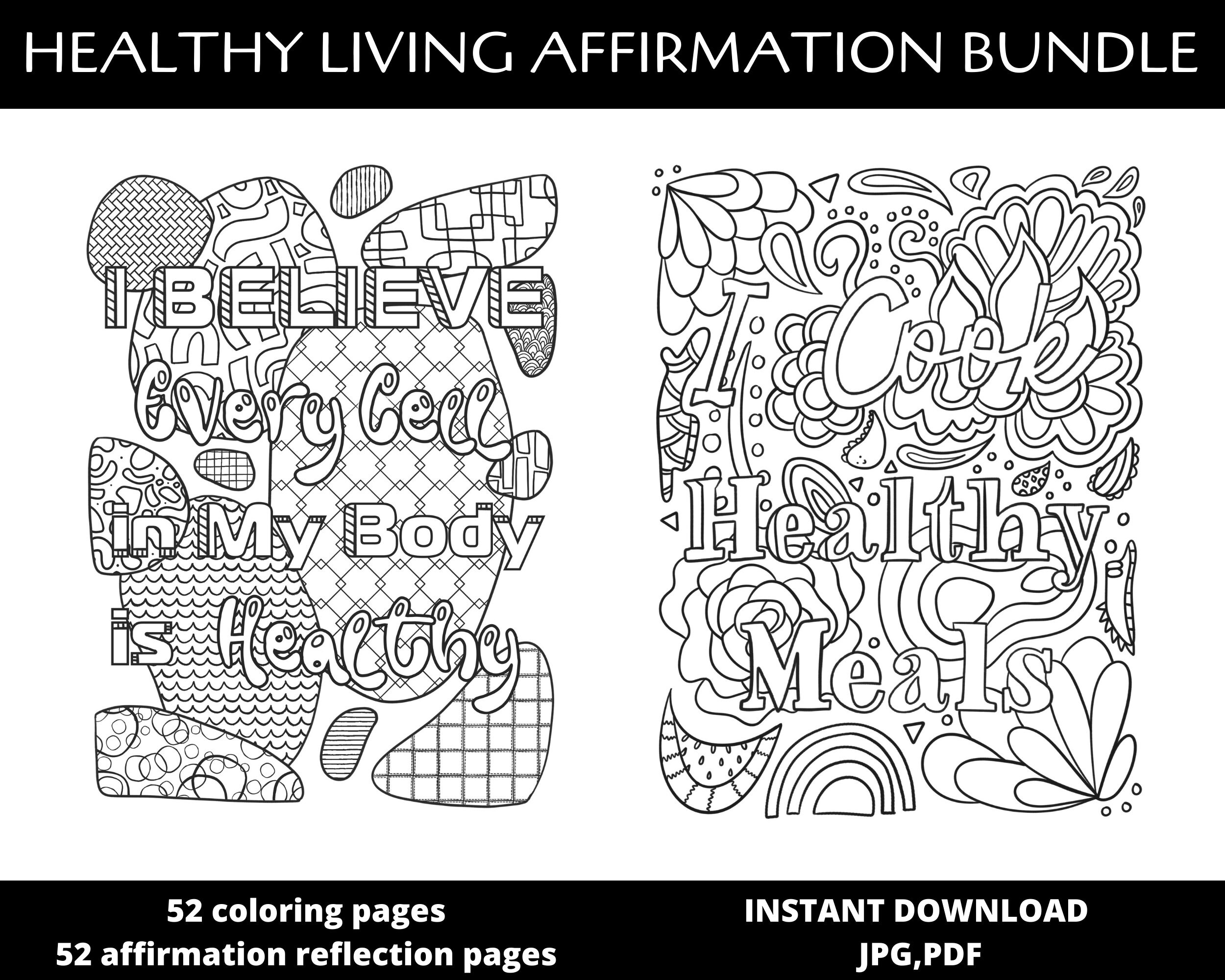 Printable Affirmation Coloring Pages and Affirmation - Etsy